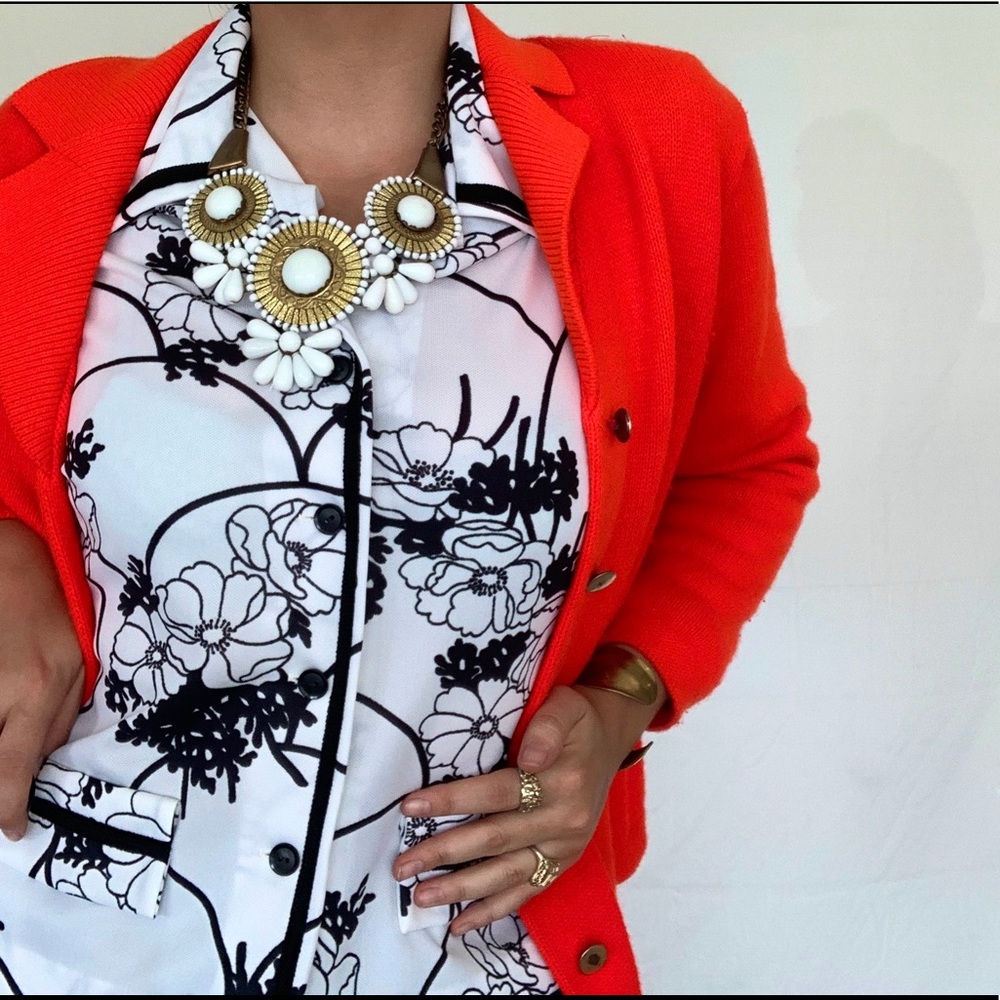 70s Vintage Polyester Floral Button Down
